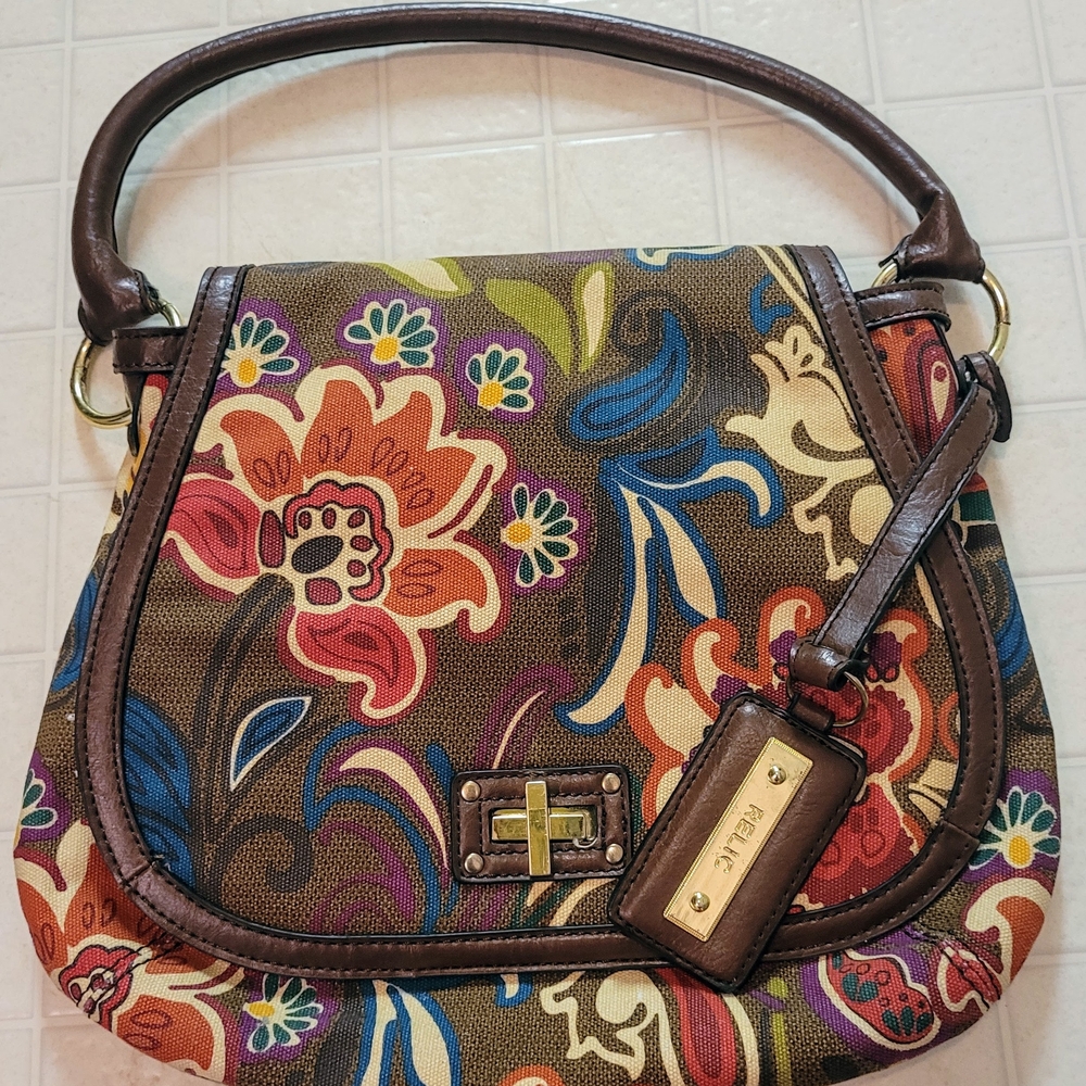 Relic Brown Floral Shoulder Bag